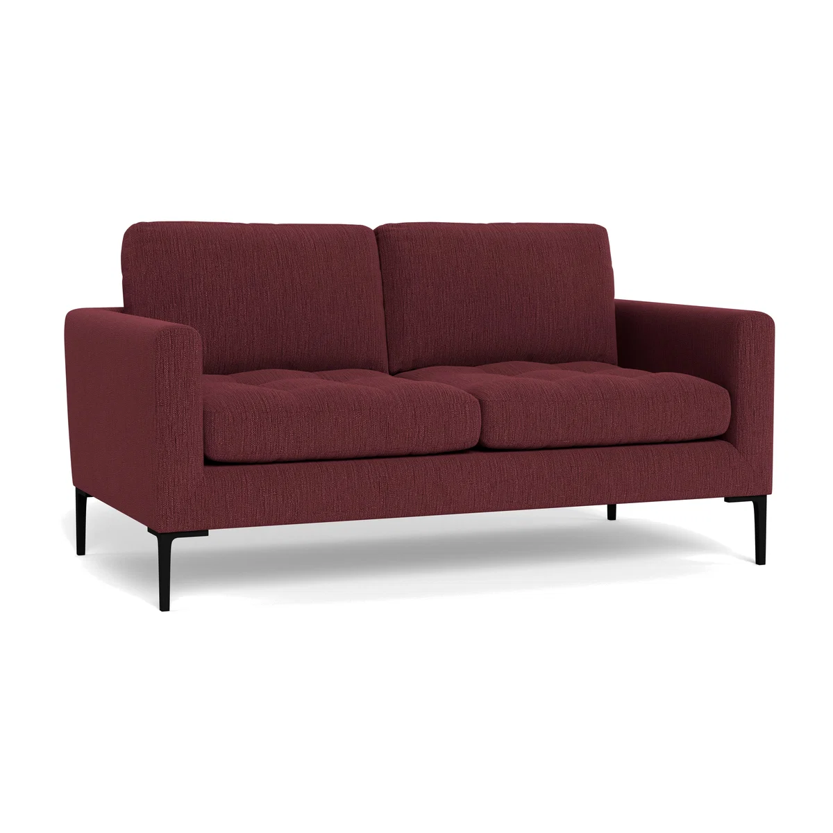 Heal's Eton 2 Seater Sofa Smart Linen Mix Maroon Black Feet – image 1