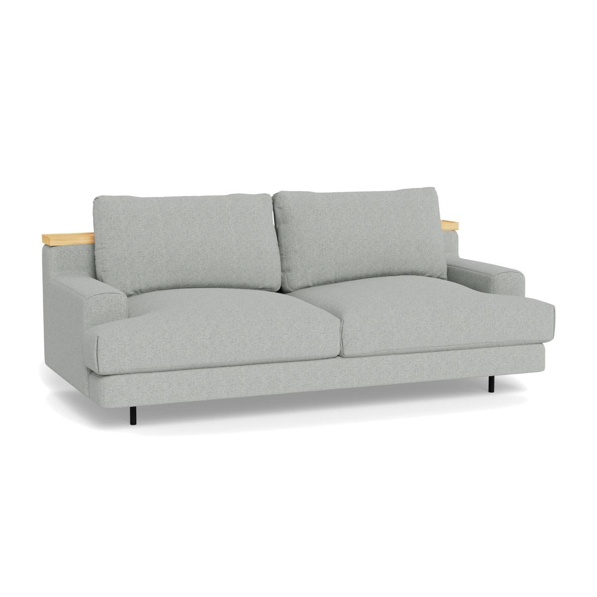 Heal's Orso 2 Seater With Oak Shelf Broad Weave Pebble Black Feet – image 1