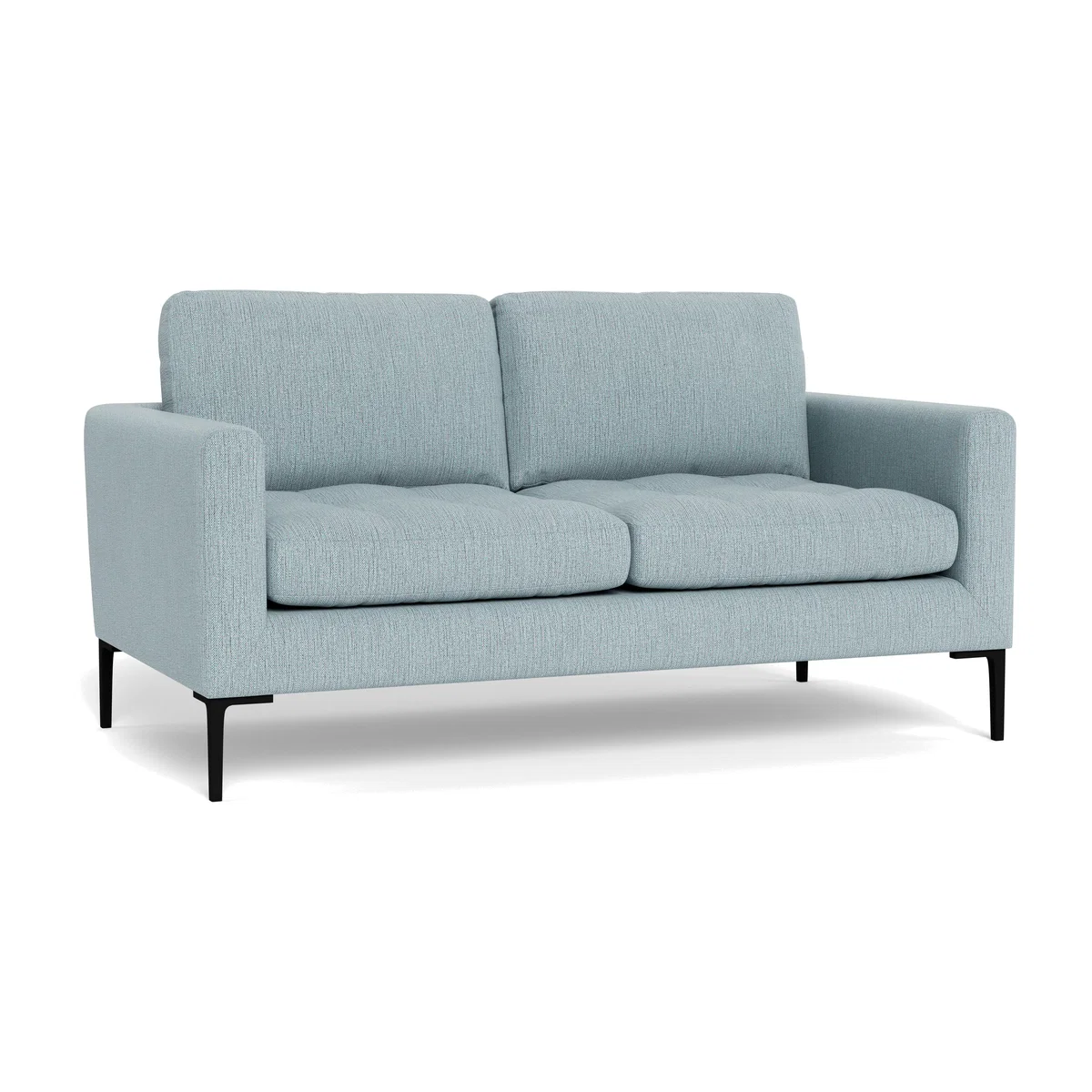 Heal's Eton 2 Seater Sofa Smart Linen Mix Duck Egg Black Feet – image 1