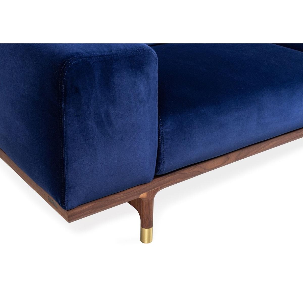 Heal's Argo 2 Seater Sofa Dark Blue Velvet Walnut Brass Feet - Heal's UK Furniture – image 6