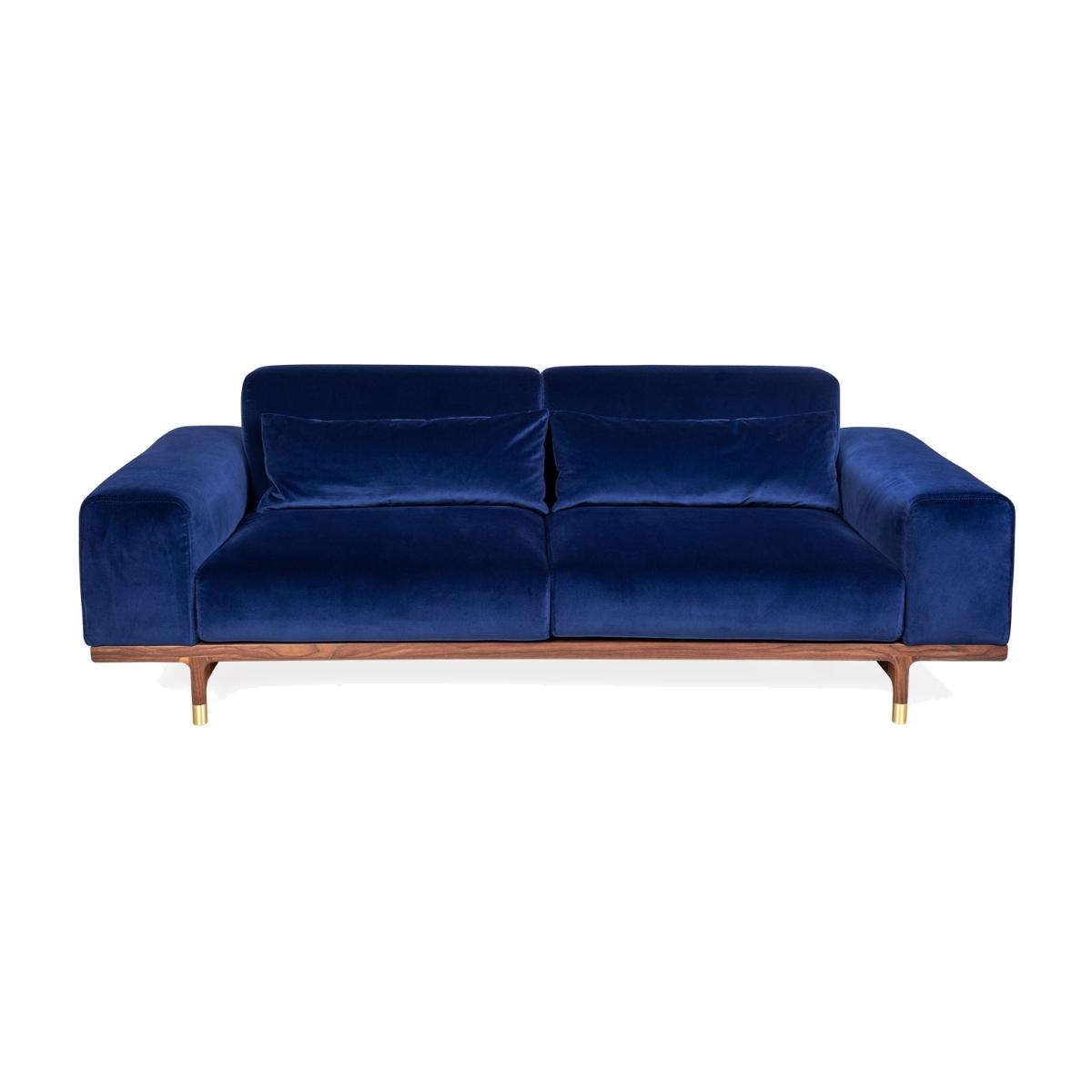Heal's Argo 2 Seater Sofa Dark Blue Velvet Walnut Brass Feet - Heal's UK Furniture – image 1