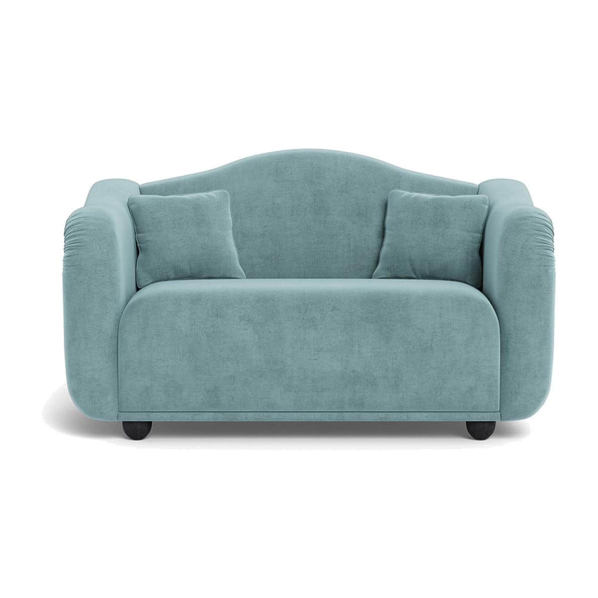 Heal's Tetbury 2 Seater Sofa Smart Luxe Velvet Mineral Blue Black Feet