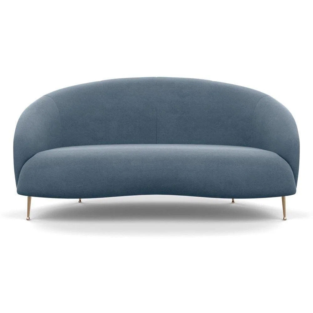 Heal's Bloomsbury 2 Seater Sofa Smart Luxe Velvet Mineral Blue Brass Feet – image 14