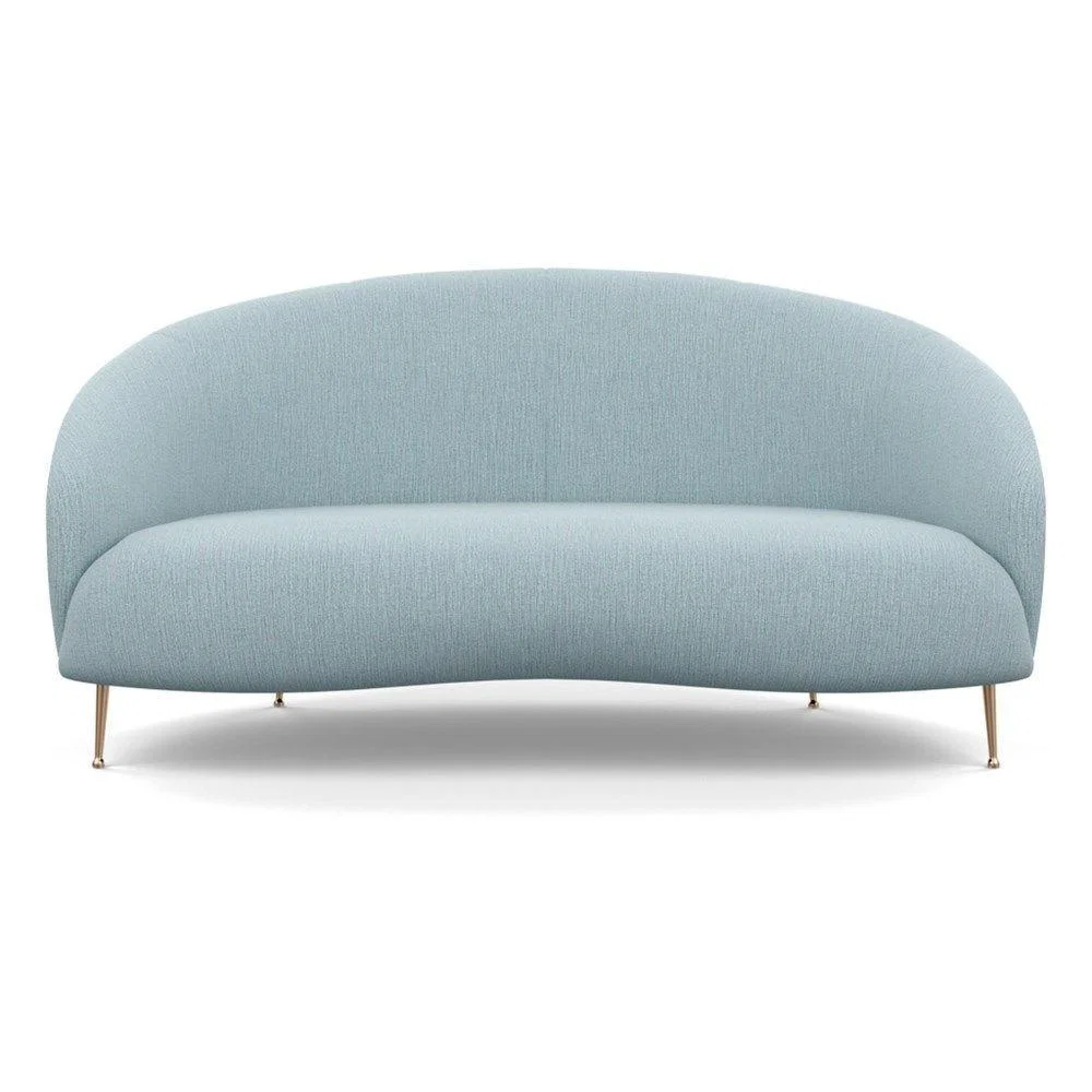 Heal's Bloomsbury 2 Seater Sofa Smart Luxe Velvet Mineral Blue Brass Feet – image 3