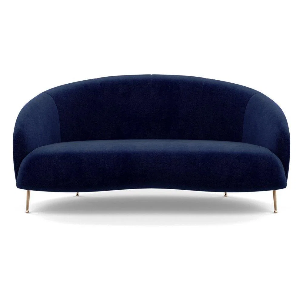 Heal's Bloomsbury 2 Seater Sofa Smart Luxe Velvet Mineral Blue Brass Feet – image 50