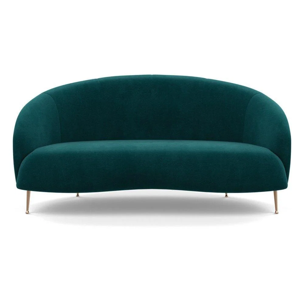 Heal's Bloomsbury 2 Seater Sofa Smart Luxe Velvet Mineral Blue Brass Feet – image 52