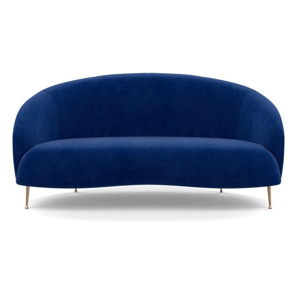 Heal's Bloomsbury 2 Seater Sofa Smart Luxe Velvet Mineral Blue Brass Feet – image 54