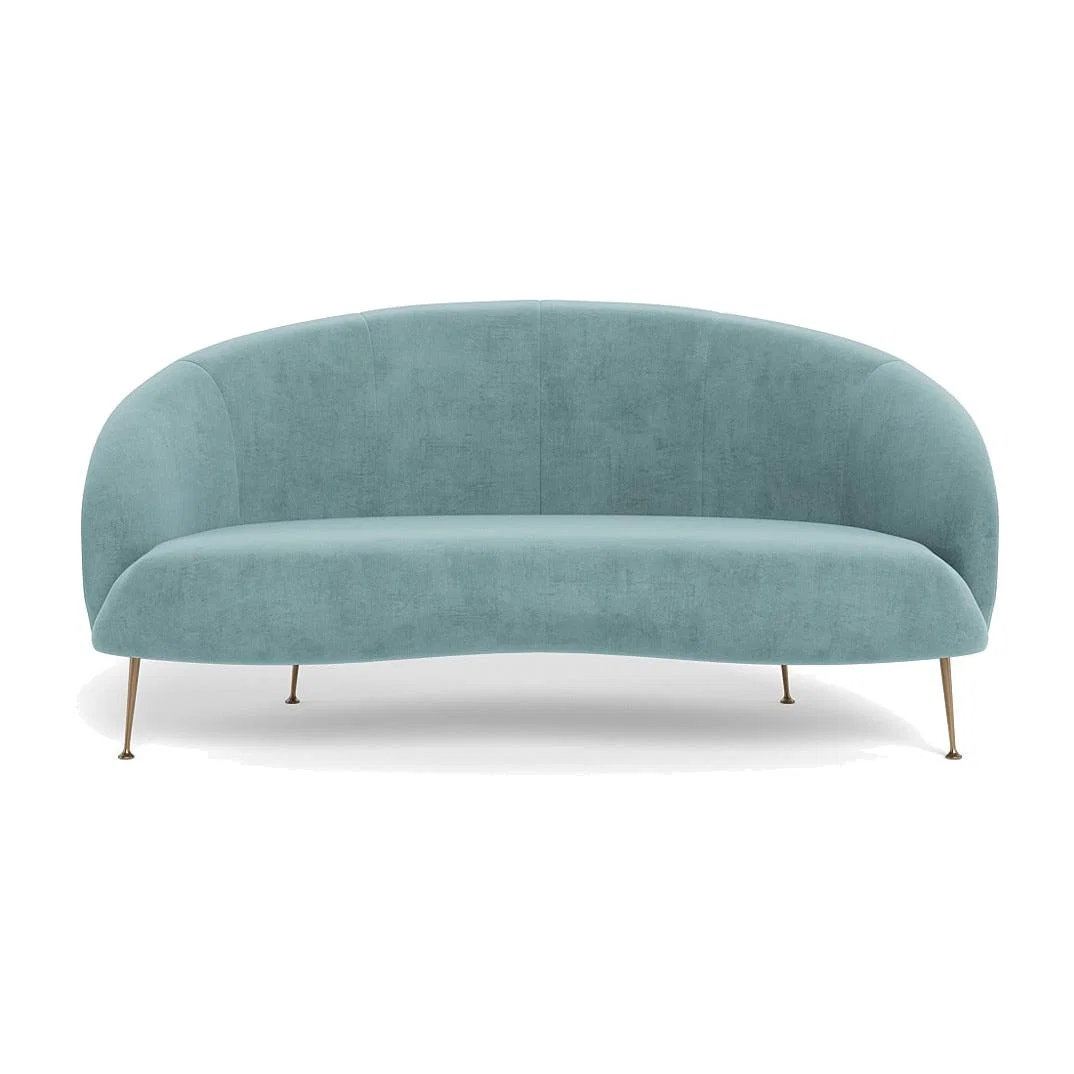 Heal's Bloomsbury 2 Seater Sofa Smart Luxe Velvet Mineral Blue Brass Feet – image 1