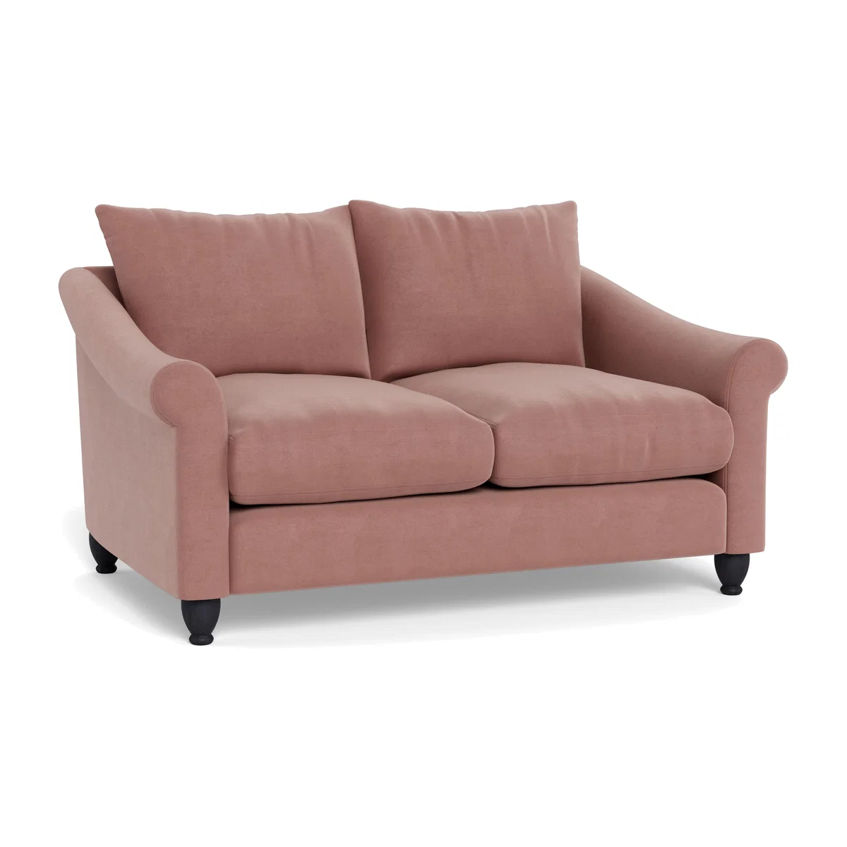Heal's Devon 2 Seater Smart Luxe Velvet Dusky Pink Natural Beech Feet – image 1