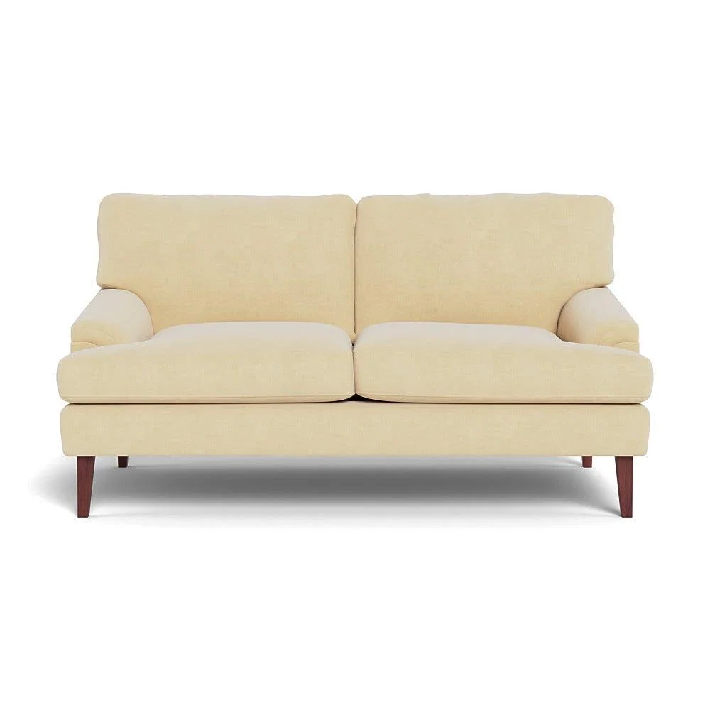 Heal's Stanton 2 Seater Sofa Smart Luxe Velvet Biscuit Walnut Stained Feet – image 2