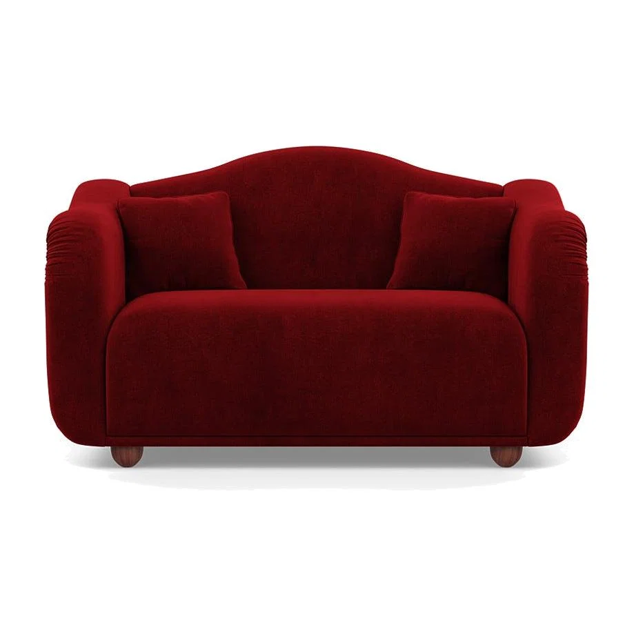Heal's Tetbury 2 Seater Sofa Smart Luxe Velvet Mulberry Walnut Stained Beech Feet