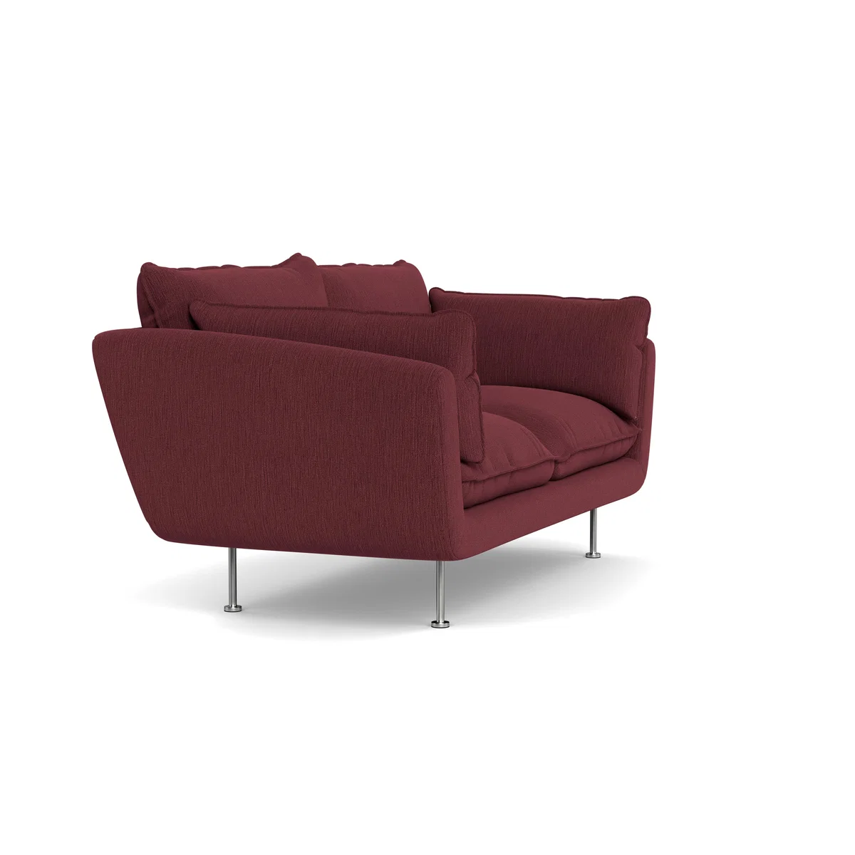 Heal's Allora 2 Seater Sofa Smart Linen Mix Maroon Stainless Steel Feet – image 3