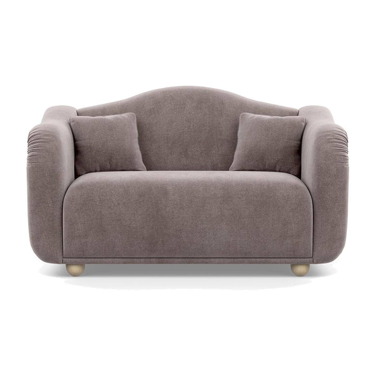 Heal's Tetbury 2 Seater Sofa Smart Luxe Velvet Mushroom Natural Beech Feet