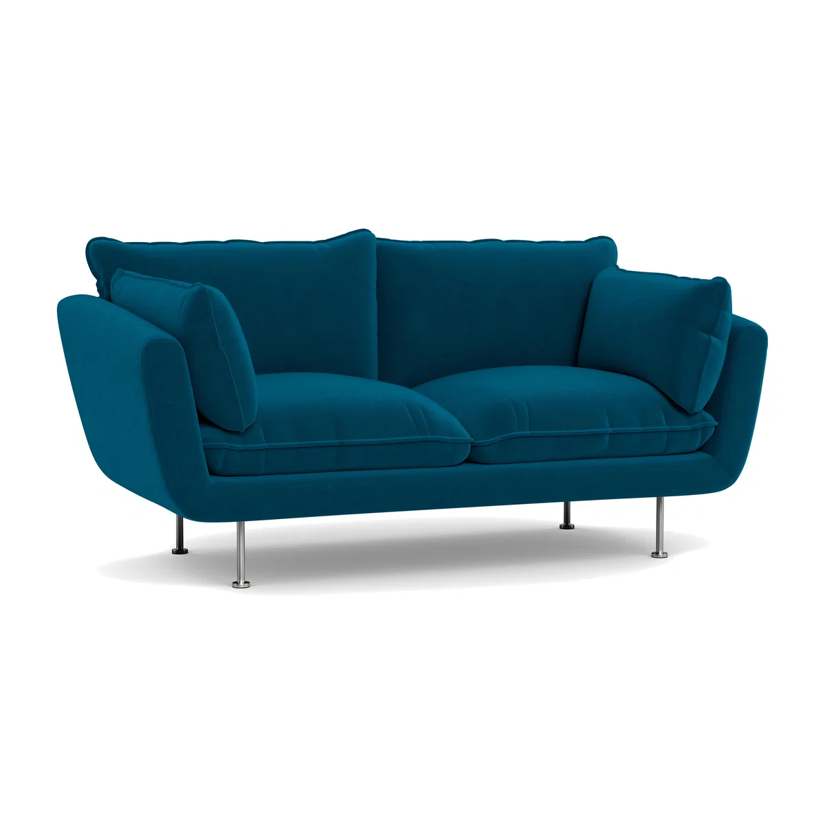 Heal's Allora 2 Seater Sofa Velvet Teal Brass Feet – image 1