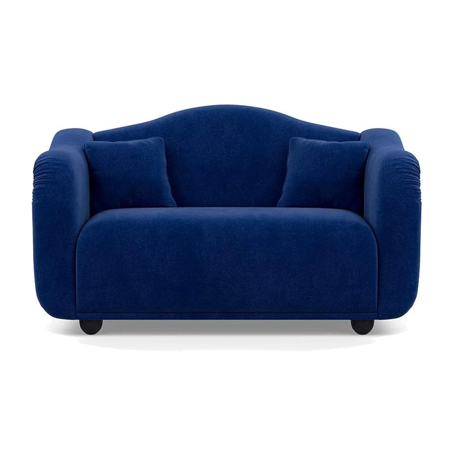 Heal's Tetbury 2 Seater Sofa Smart Luxe Velvet Azure Black Beech Feet