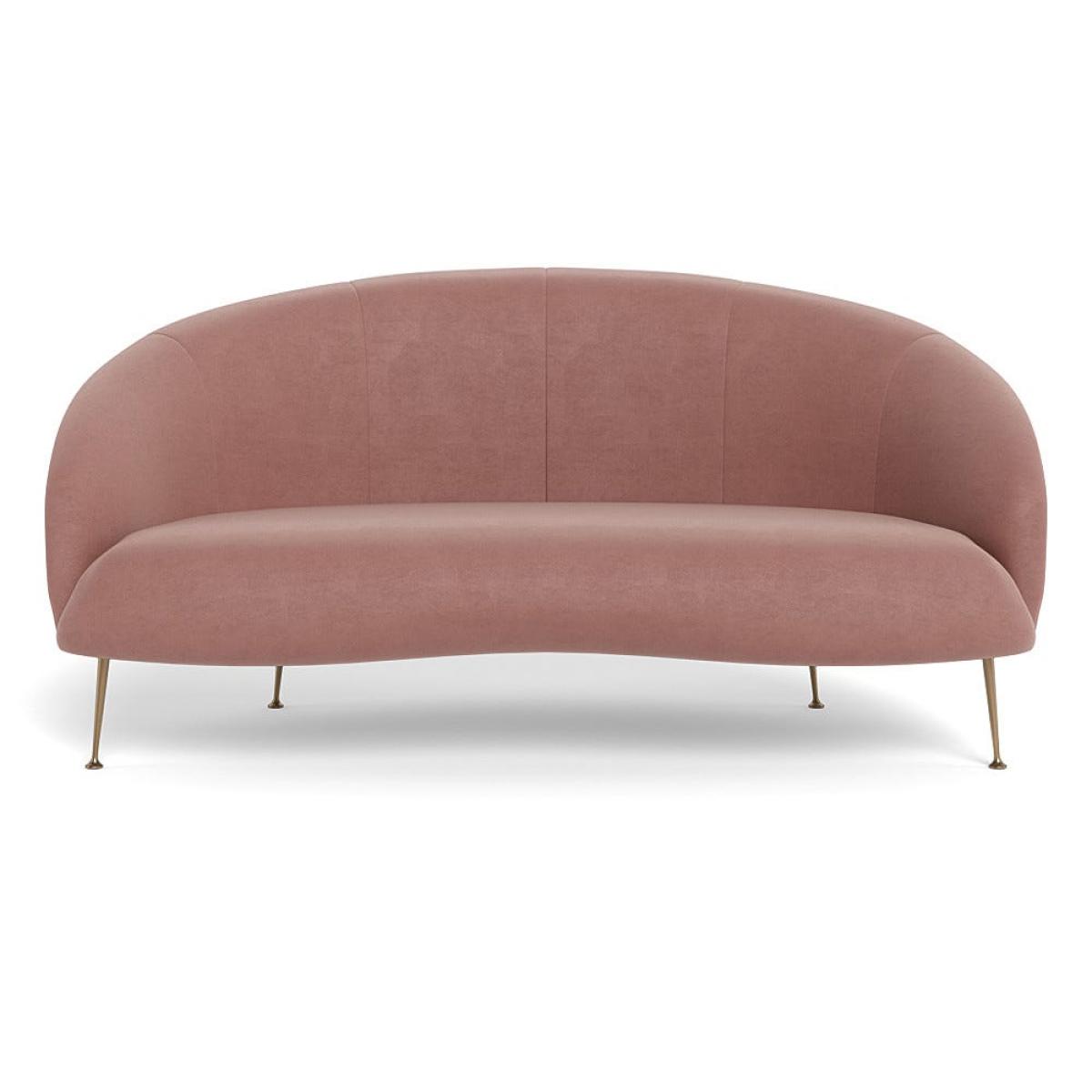 Heal's Bloomsbury 2 Seater Sofa Smart Luxe Velvet Dusky Pink Brass Feet – image 2