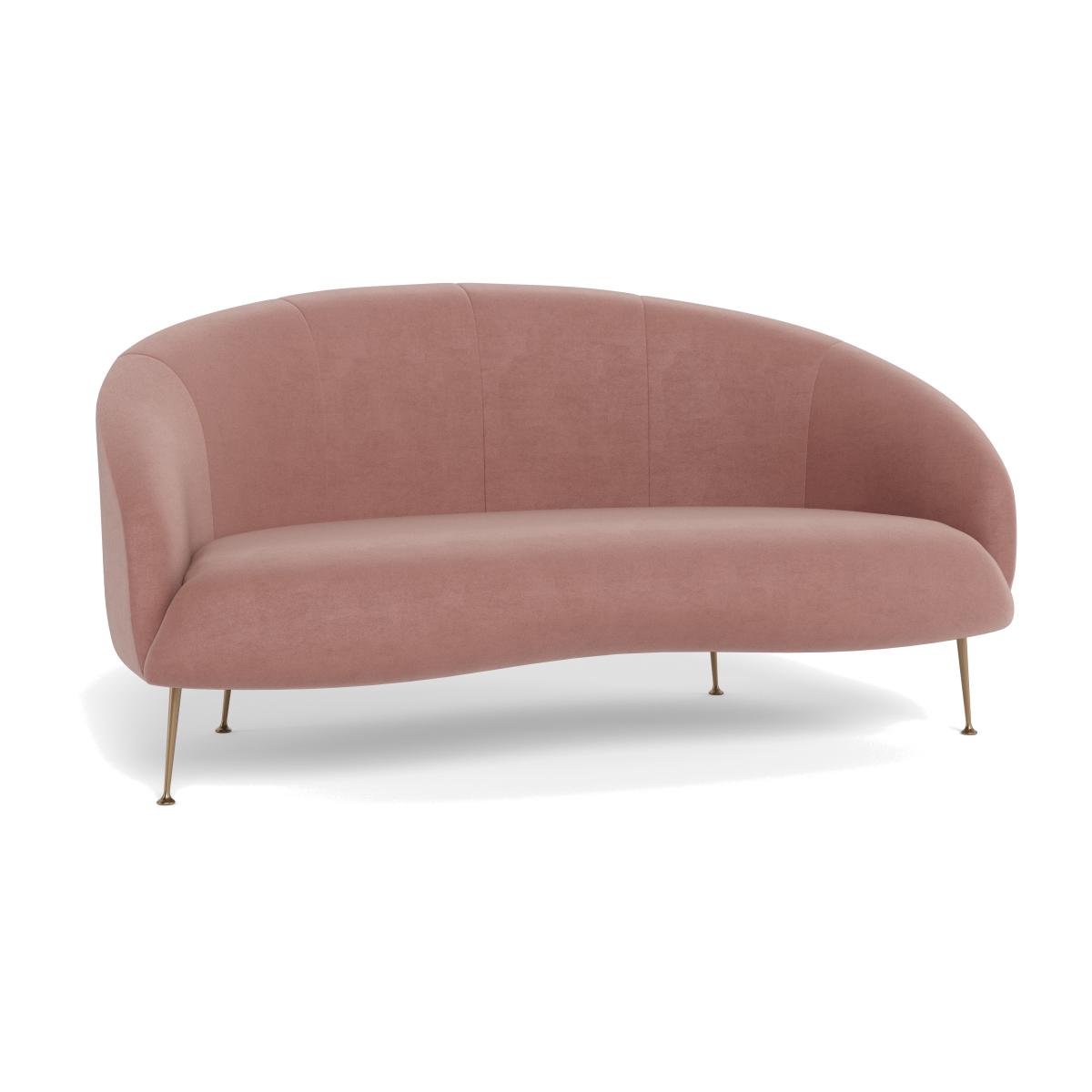Heal's Bloomsbury 2 Seater Sofa Smart Luxe Velvet Dusky Pink Brass Feet – image 1