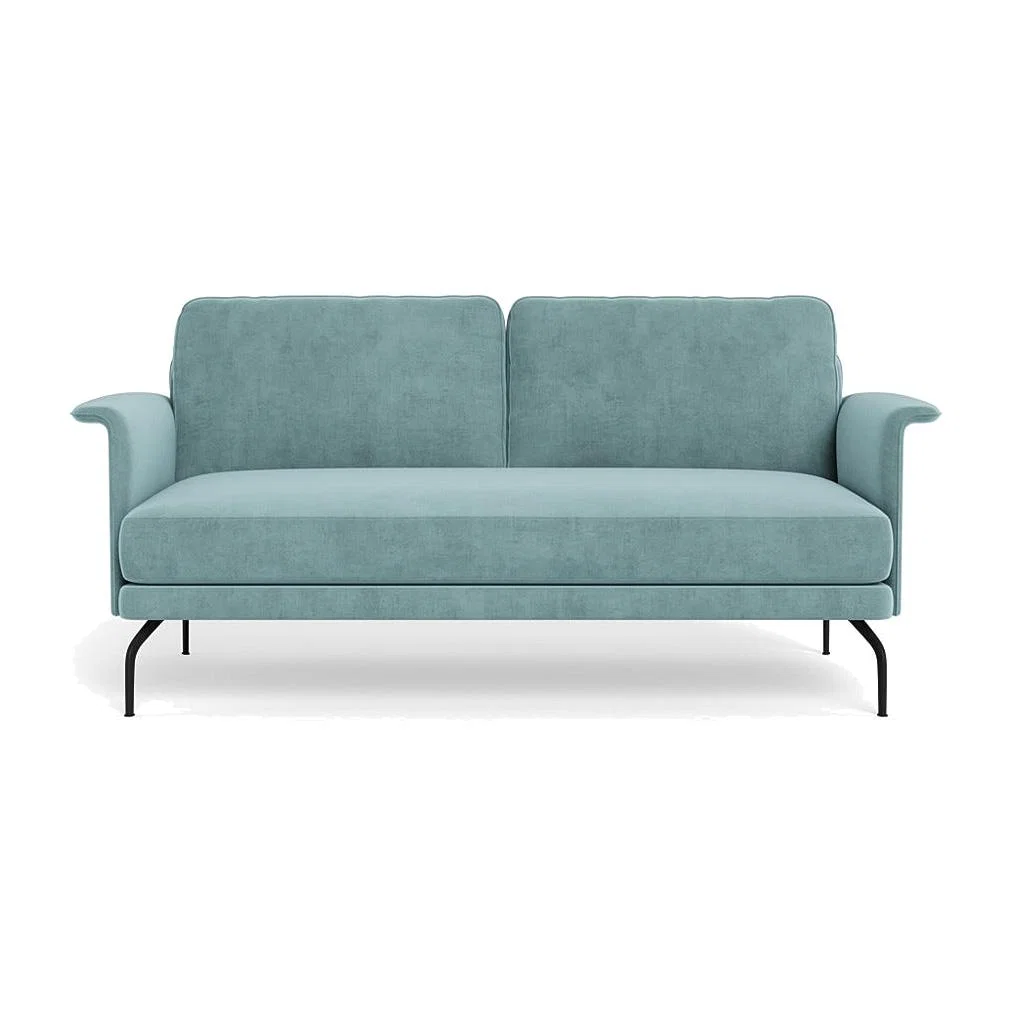 Heal's Iver 2 Seater Sofa Smart Luxe Velvet Mineral Blue Black Feet – image 1