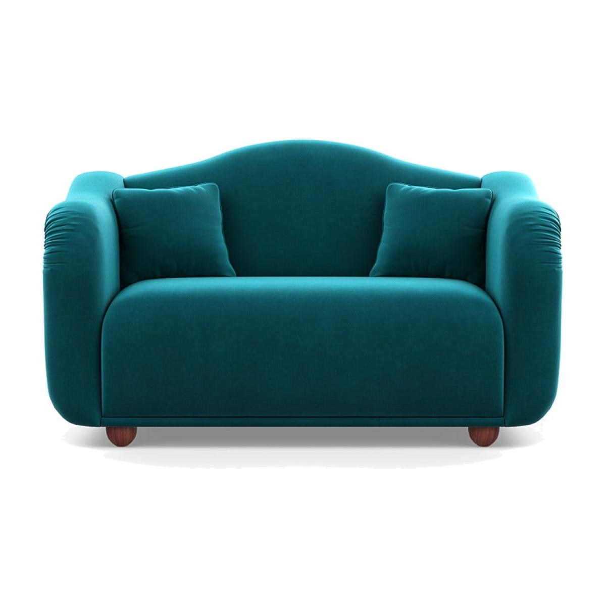 Heal's Tetbury 2 Seater Sofa Smart Velvet Petrol Walnut Stained Beech Feet