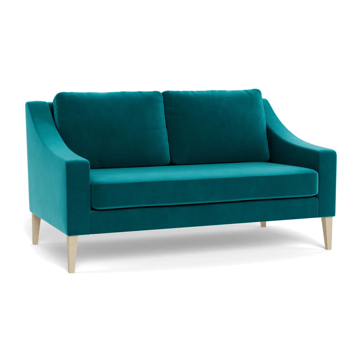 Heal's Richmond 2 Seater Sofa Velvet Petrol Walnut Feet - Heal's UK Furniture – image 1
