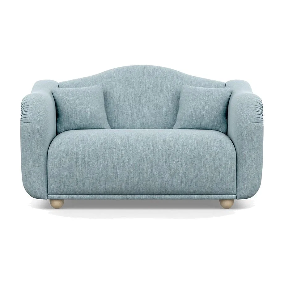 Heal's Tetbury 2 Seater Sofa Smart Linen Mix Duck Egg Natural Beech Feet