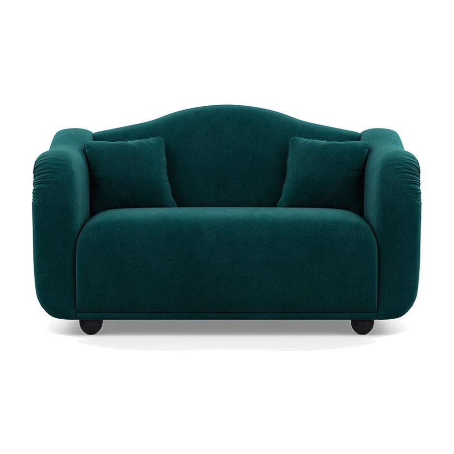 Heal's Tetbury 2 Seater Sofa Smart Luxe Velvet Ocean Black Beech Feet