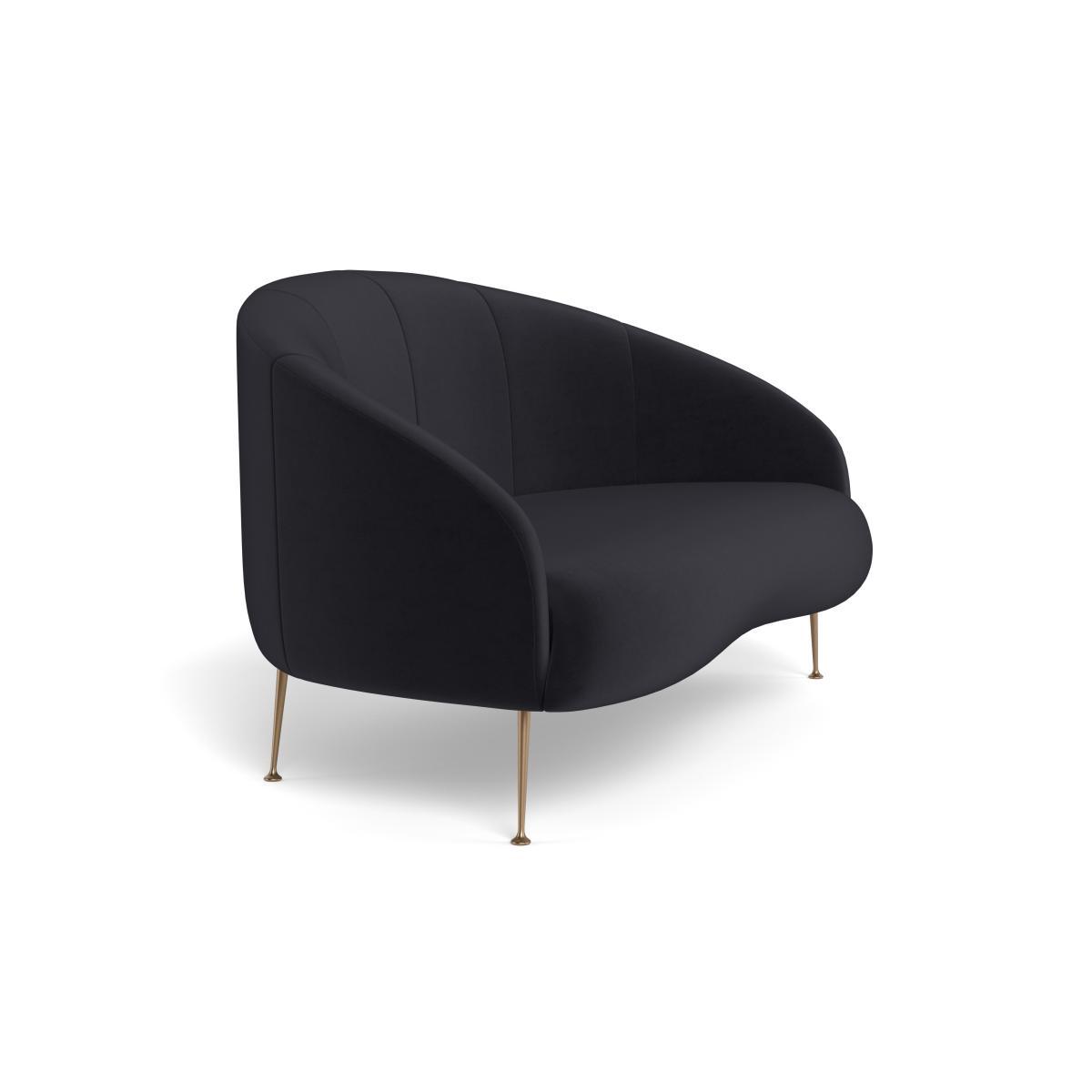 Heal's Bloomsbury 2 Seater Sofa Velvet Black Brass Feet - Heal's UK Furniture – image 2