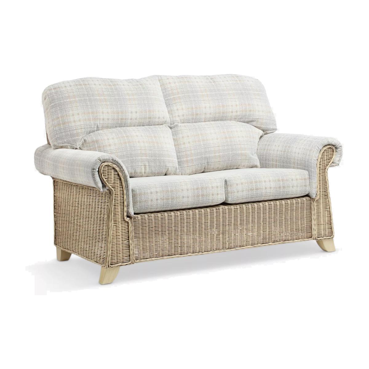 Desser Clifton Rattan Athena Check 2-Seater Sofa, Grey – image 1