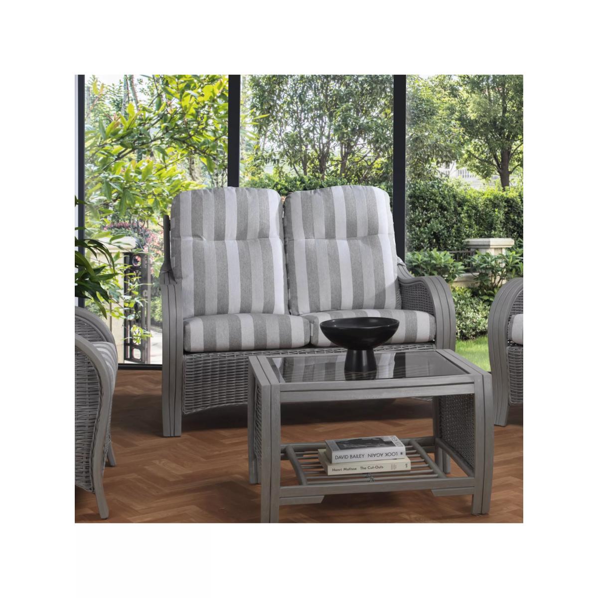 Desser Turin Rattan Striped 2-Seater Sofa, Duke Grey – image 3