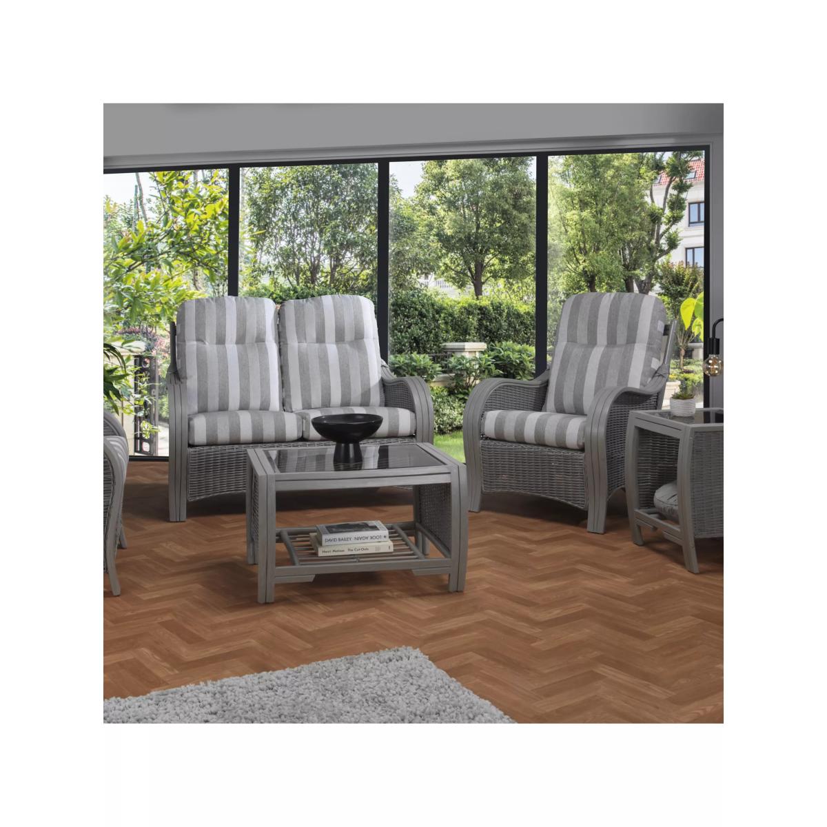 Desser Turin Rattan Striped 2-Seater Sofa, Duke Grey – image 4