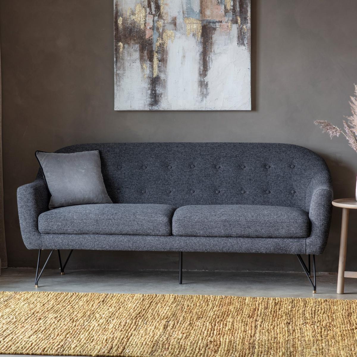 Fjord Fabric 2 Seater Sofa - Black