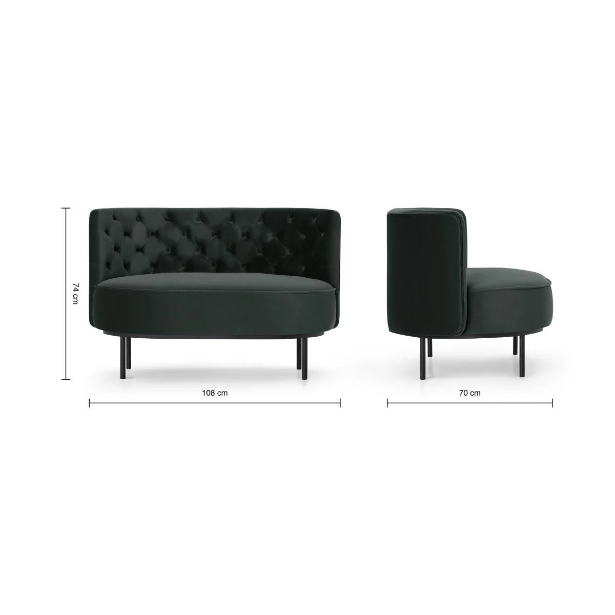 Ethel Loveseat, Dark Anthracite Velvet – image 9