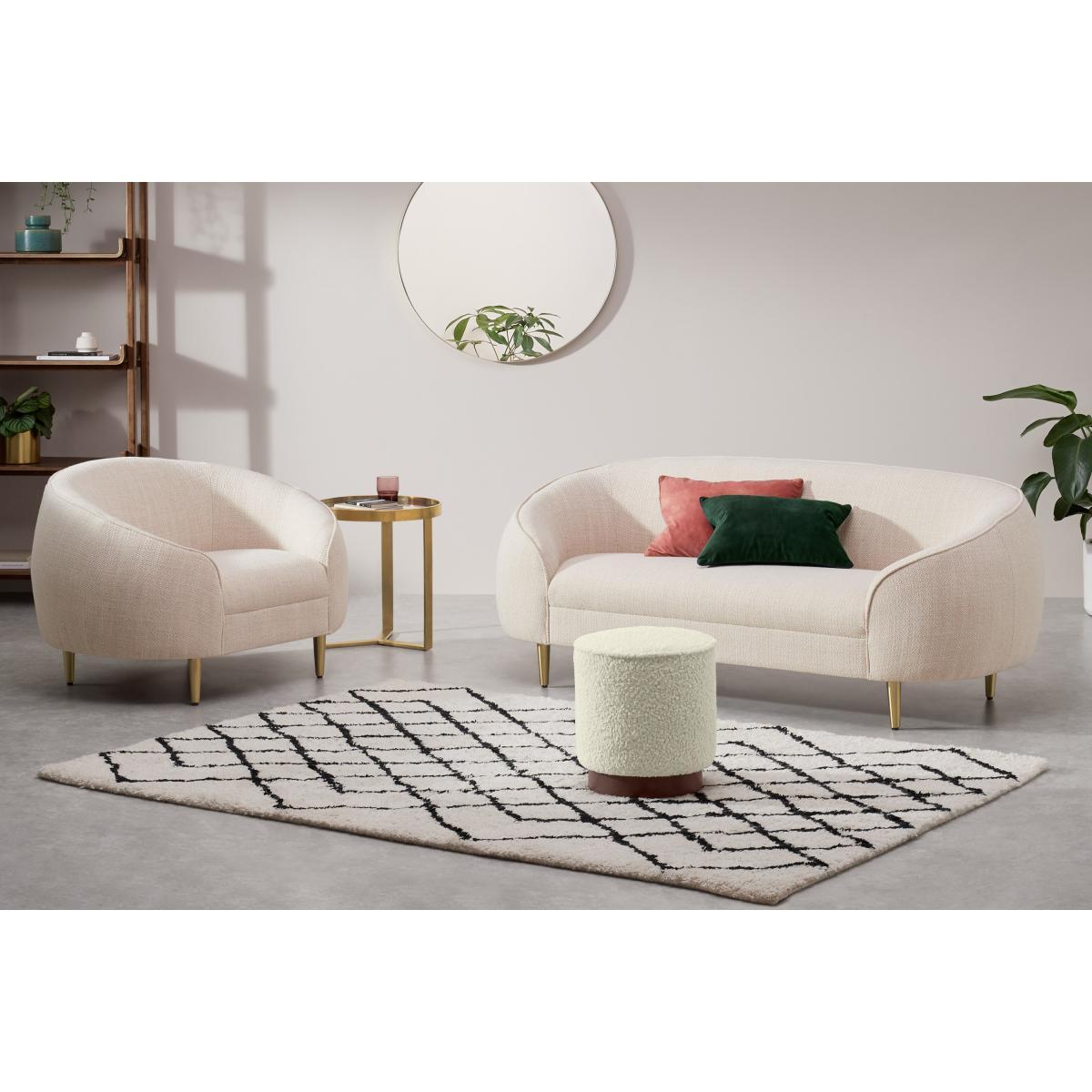 Trudy 2 Seater Sofa, Oatmeal Loop Textured Fabric – image 4