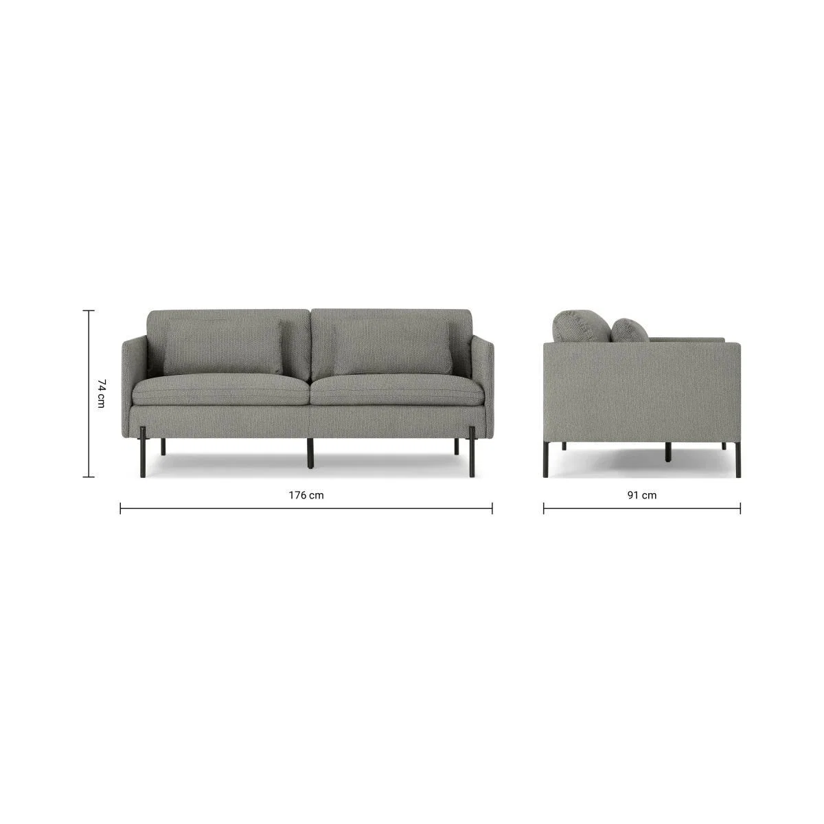 Zarina Large 2 Seater Sofa, Mole Grey Weave – image 8