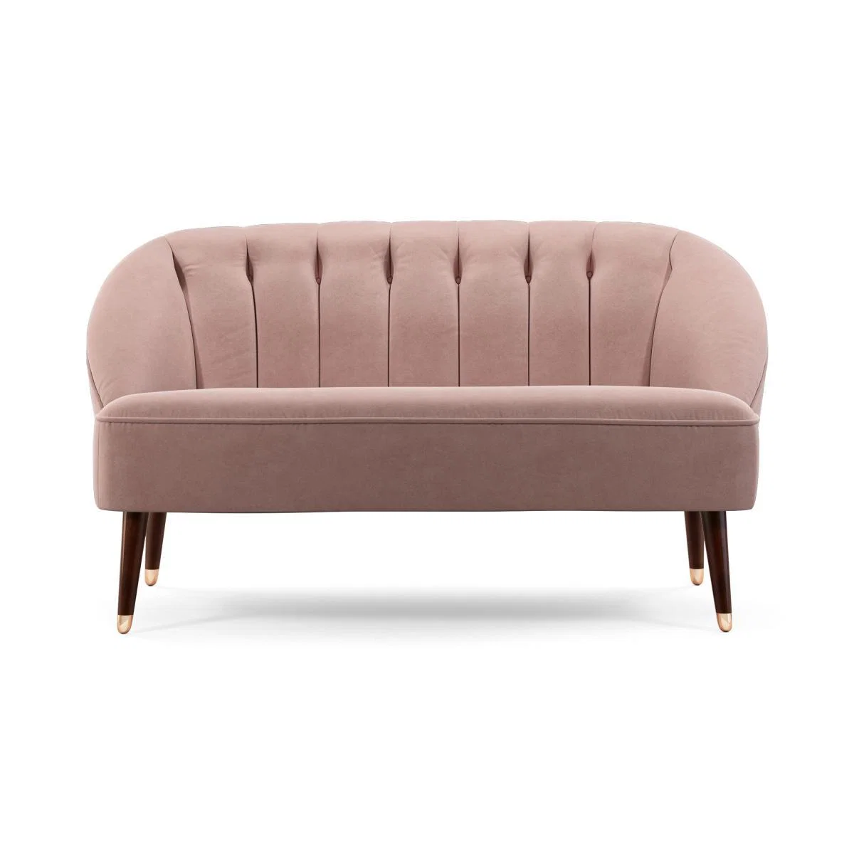 Margot 2 Seater Sofa, Pink Cotton Velvet, Dark Wood Copper Leg – image 2