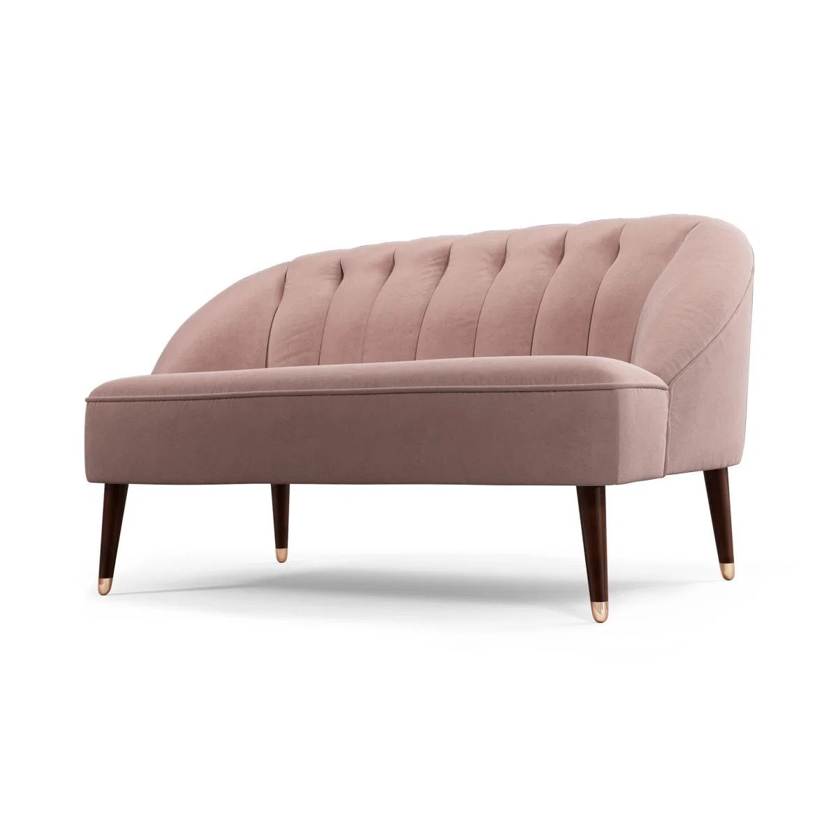 Margot 2 Seater Sofa, Pink Cotton Velvet, Dark Wood Copper Leg – image 3