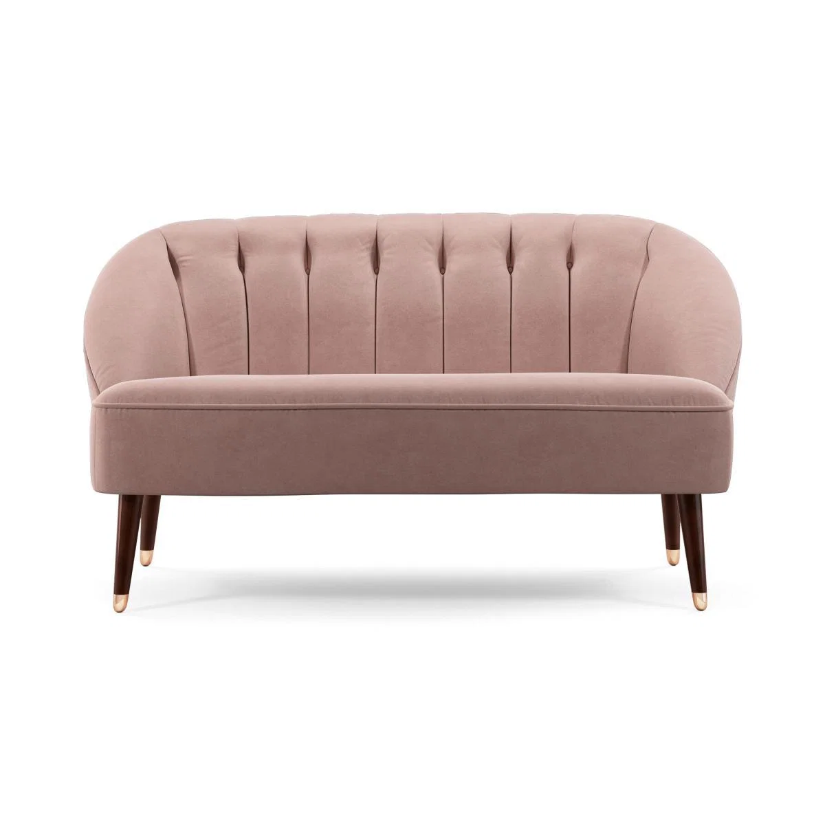 Margot 2 Seater Sofa, Pink Cotton Velvet, Dark Wood Copper Leg – image 4