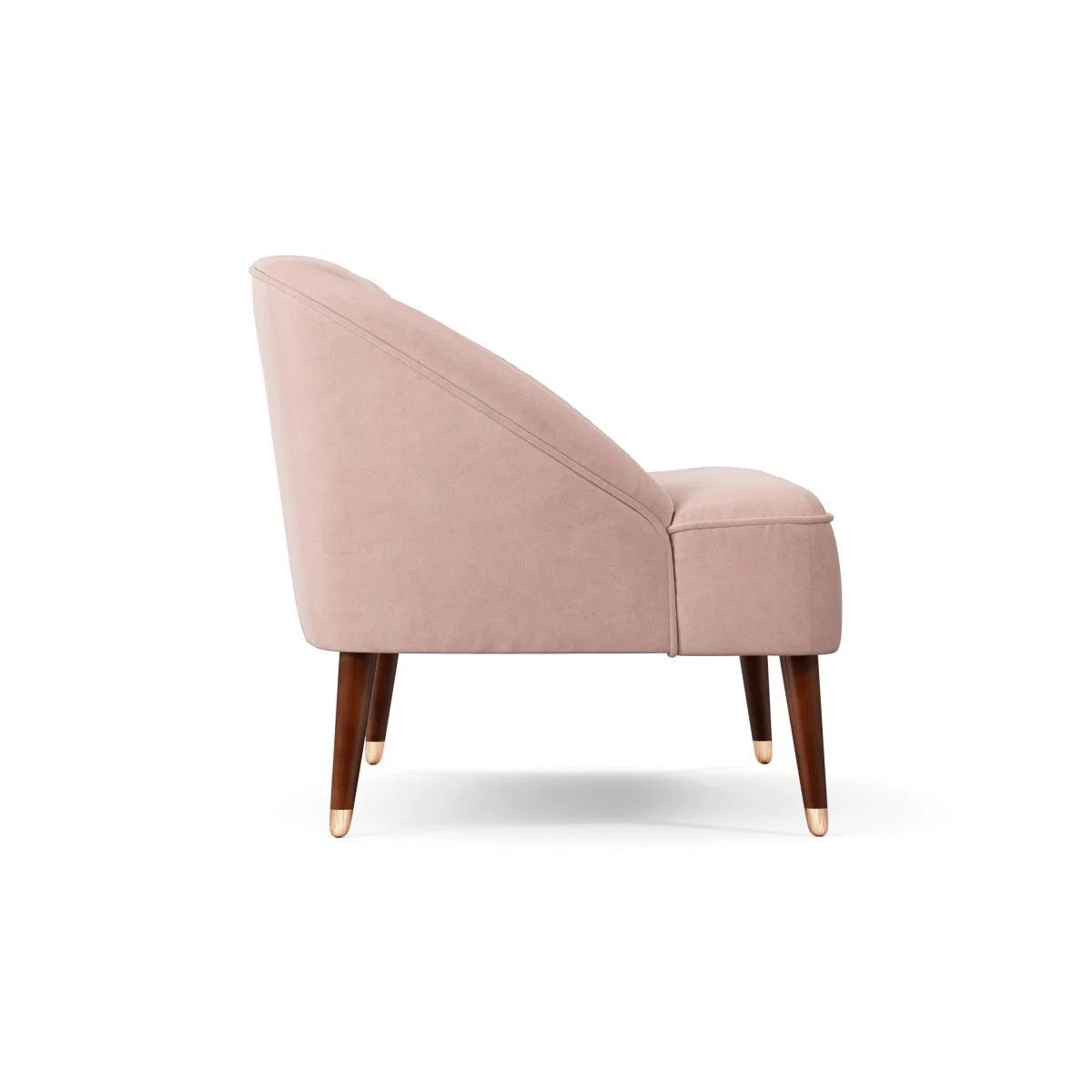 Margot 2 Seater Sofa, Pink Cotton Velvet, Dark Wood Copper Leg – image 5