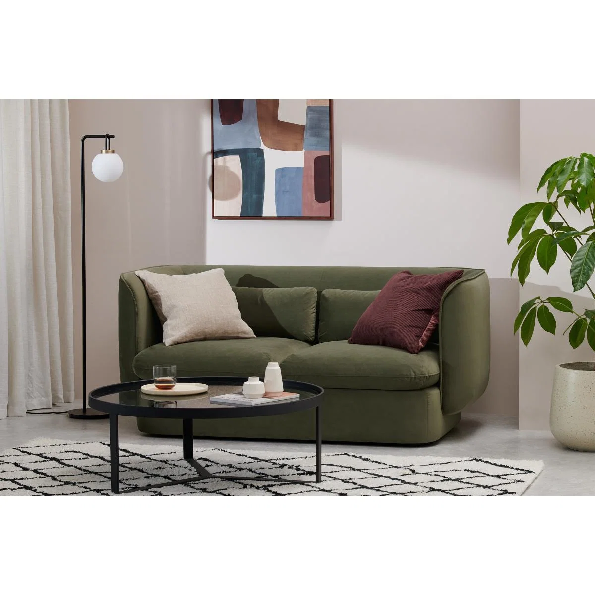 Maliri 2 Seater Sofa, Pistachio Green Recycled Velvet – image 4