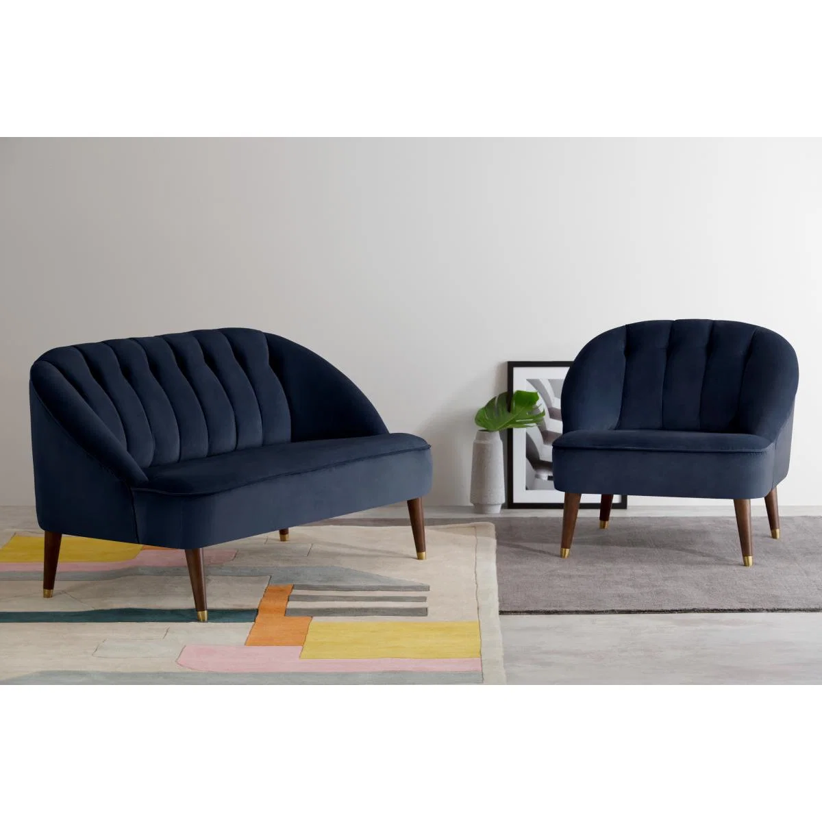 Margot 2 Seat sofa, Navy Blue Recycled Velvet – image 4