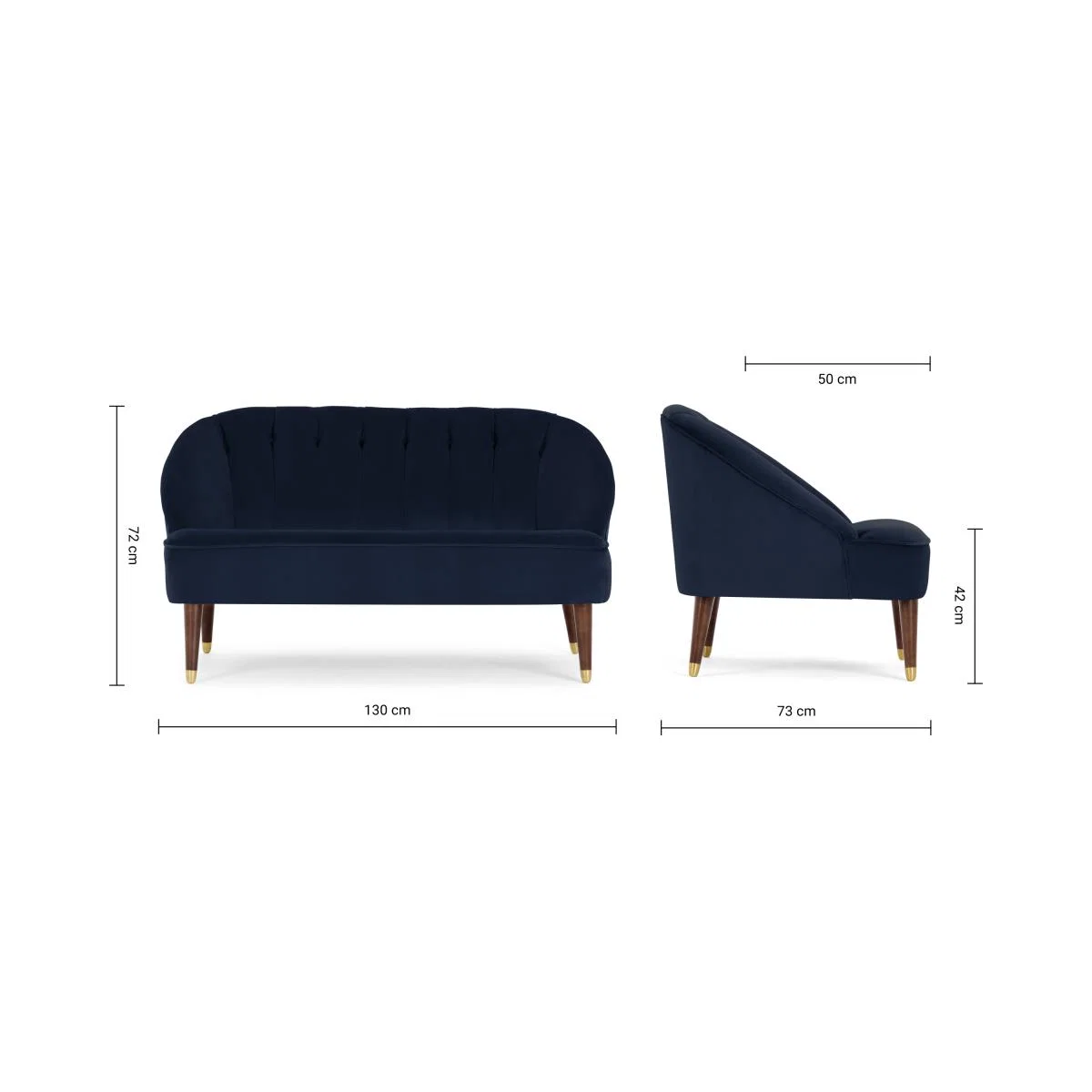 Margot 2 Seat sofa, Navy Blue Recycled Velvet – image 9
