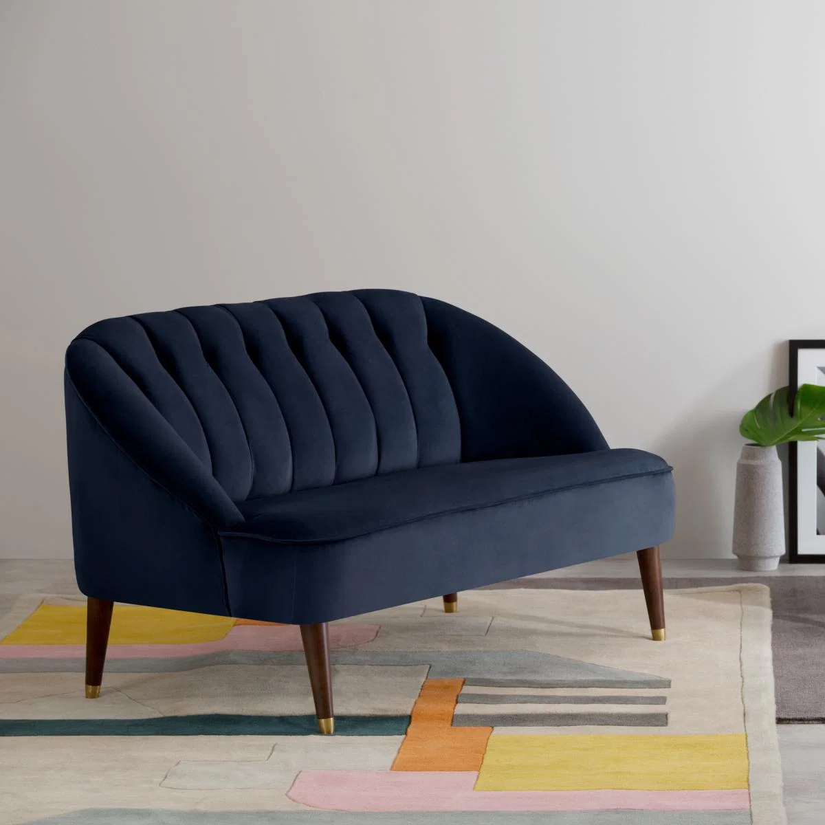 Margot 2 Seat sofa, Navy Blue Recycled Velvet – image 10