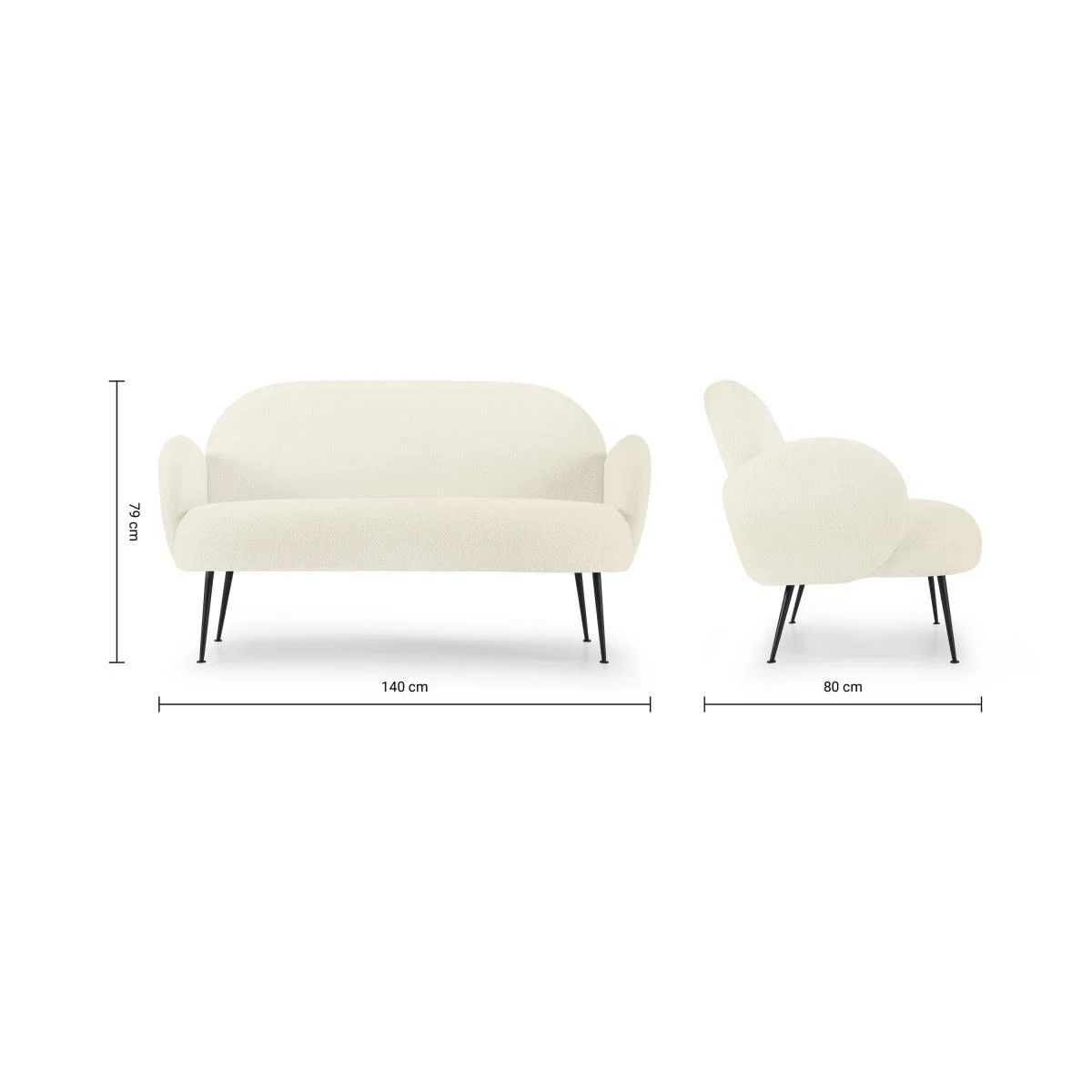 Bonnie 2 Seater Sofa, Whitewash Boucle – image 9