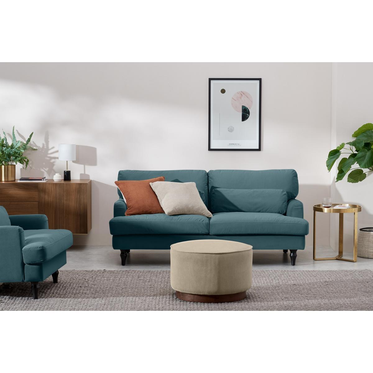 Tamyra 2 Seater Sofa, Steel Blue Velvet – image 4