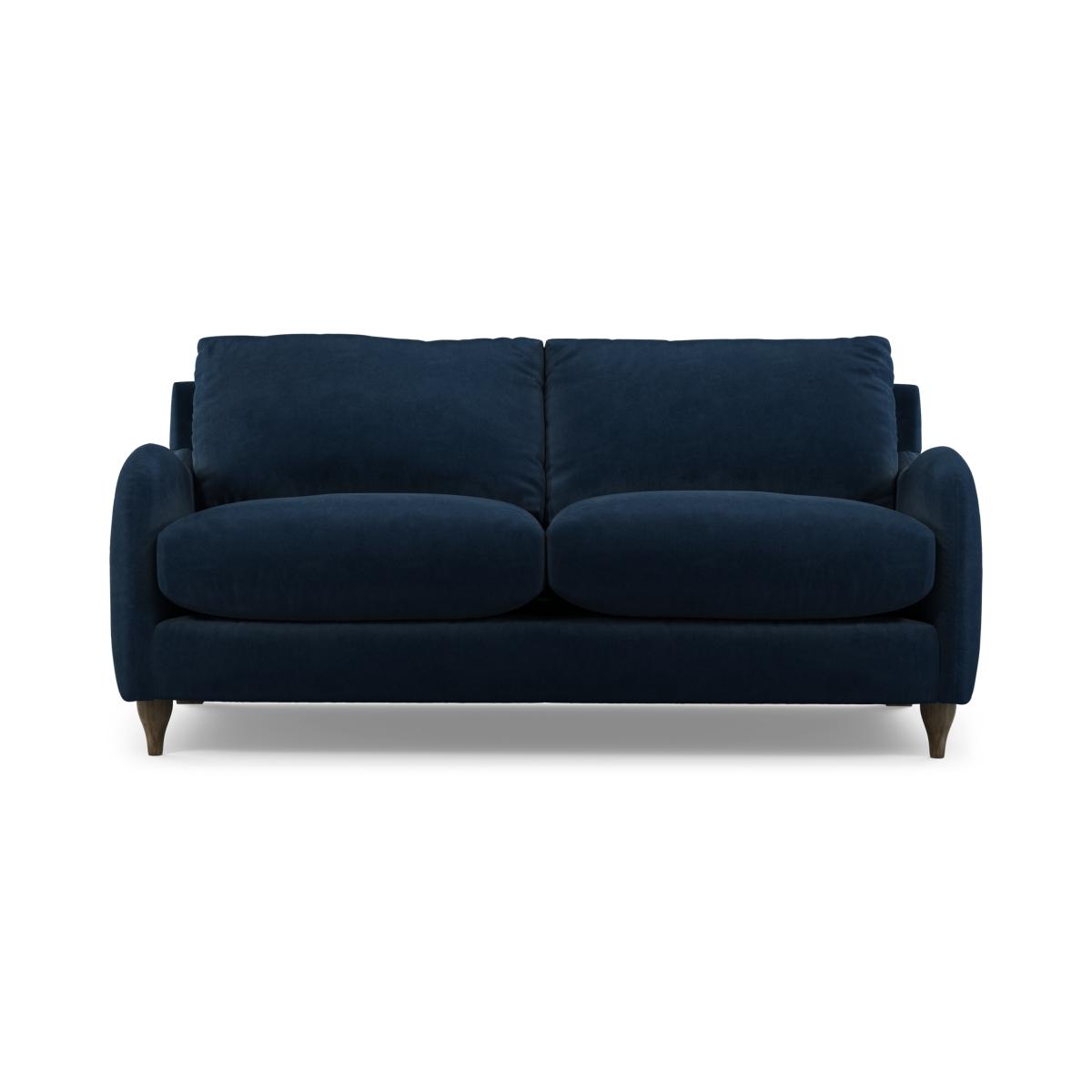 Sofia 2 Seater Sofa, Navy Blue Recycled Velvet with Light Wood Legs – image 2
