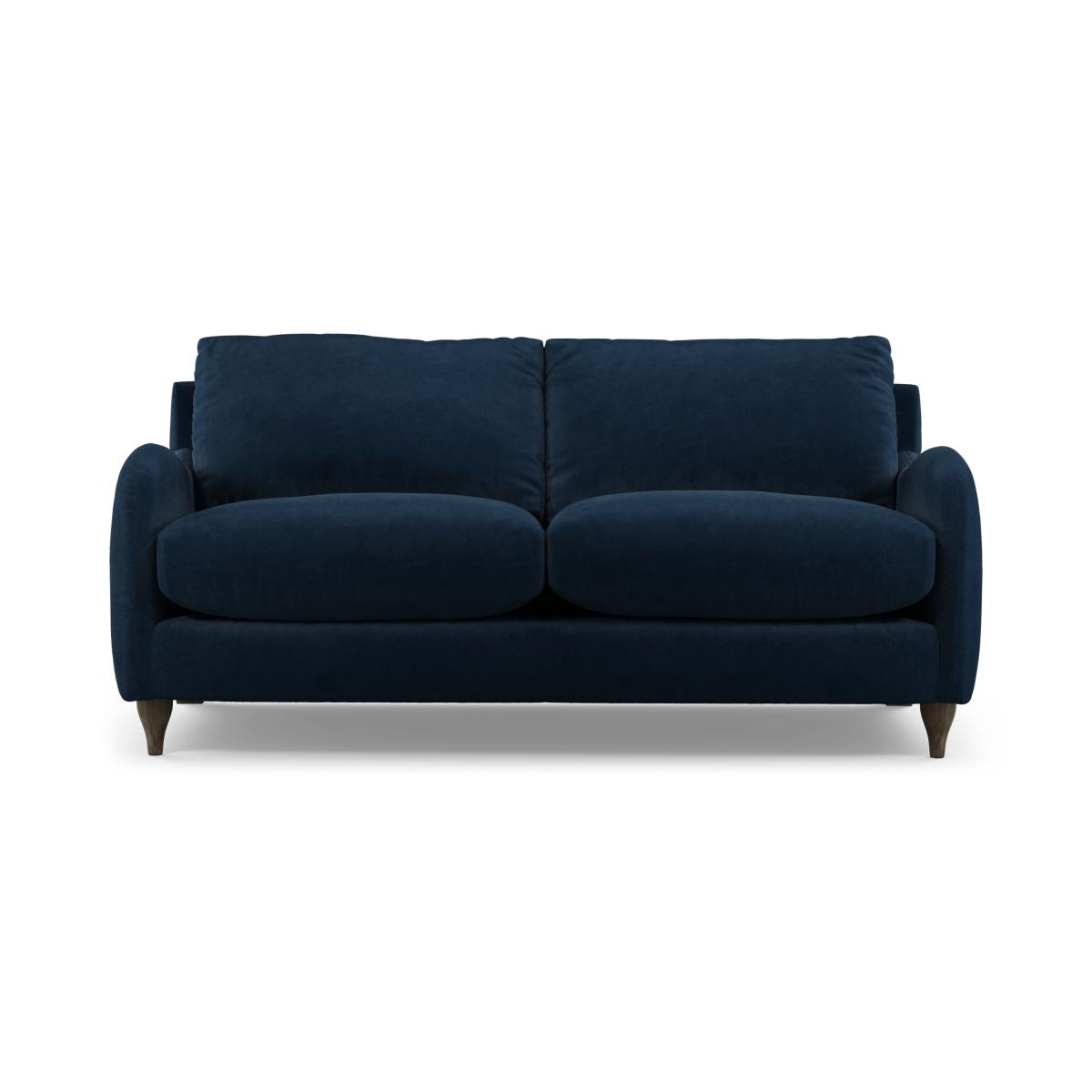 Sofia 2 Seater Sofa, Navy Blue Recycled Velvet with Light Wood Legs – image 4