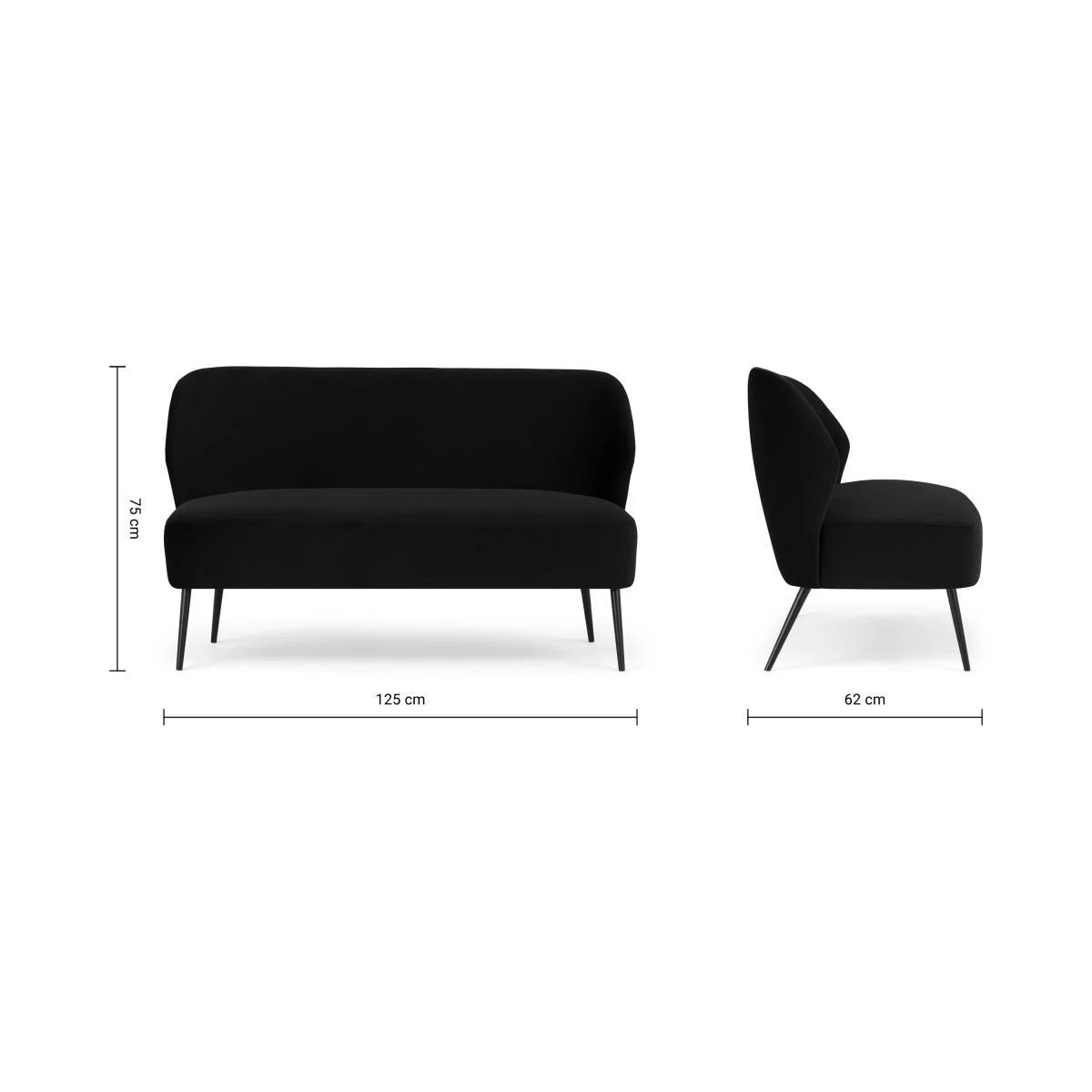 Topeka 2 Seater Sofa, Solar Black Velvet – image 8