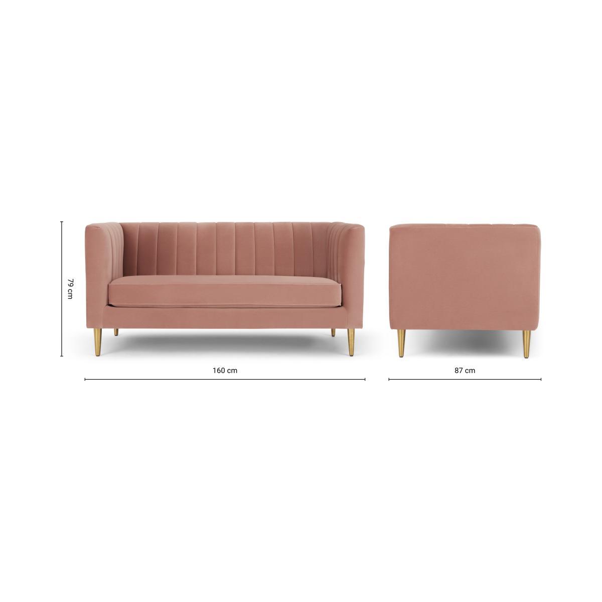Amicie 2 Seater Sofa, Blush Pink Velvet – image 9