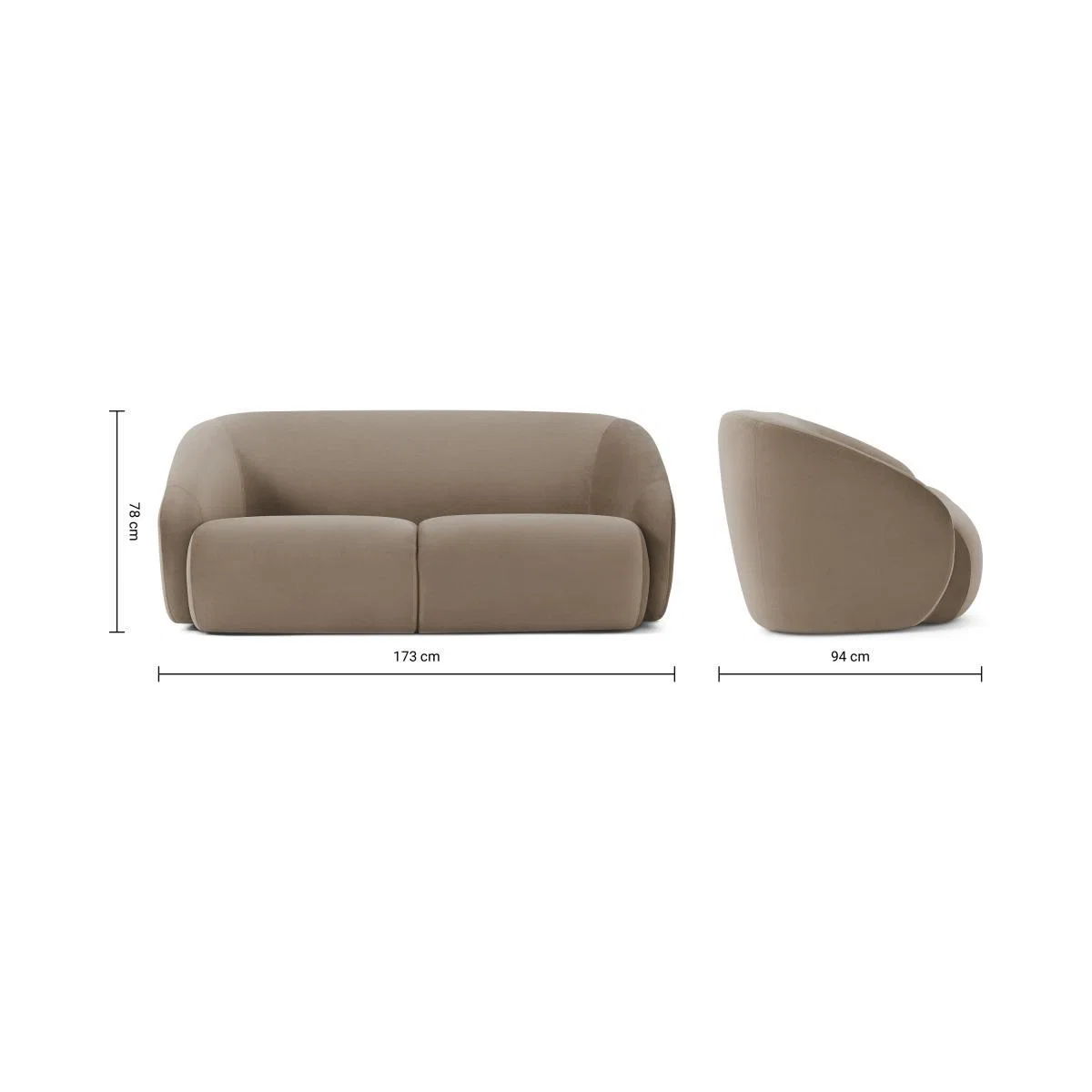 Blanca 2 Seater Sofa, Mink Velvet – image 8
