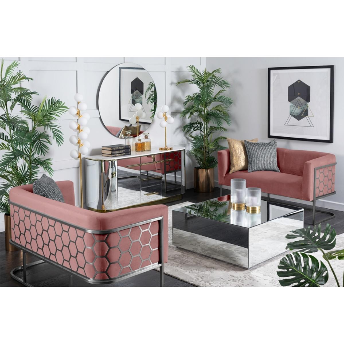 Alveare Two Seat Sofa -Silver - Blush Pink – image 2